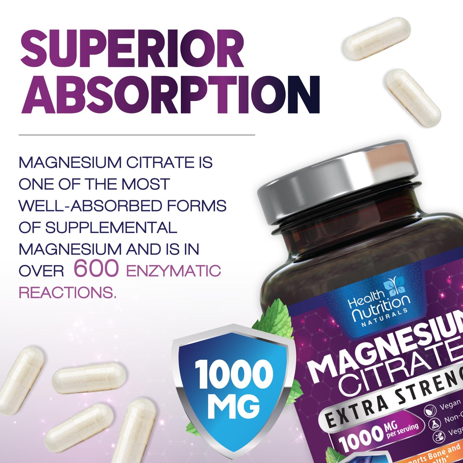 Close-up of stomach wellness blend with magnesium citrate and oxide