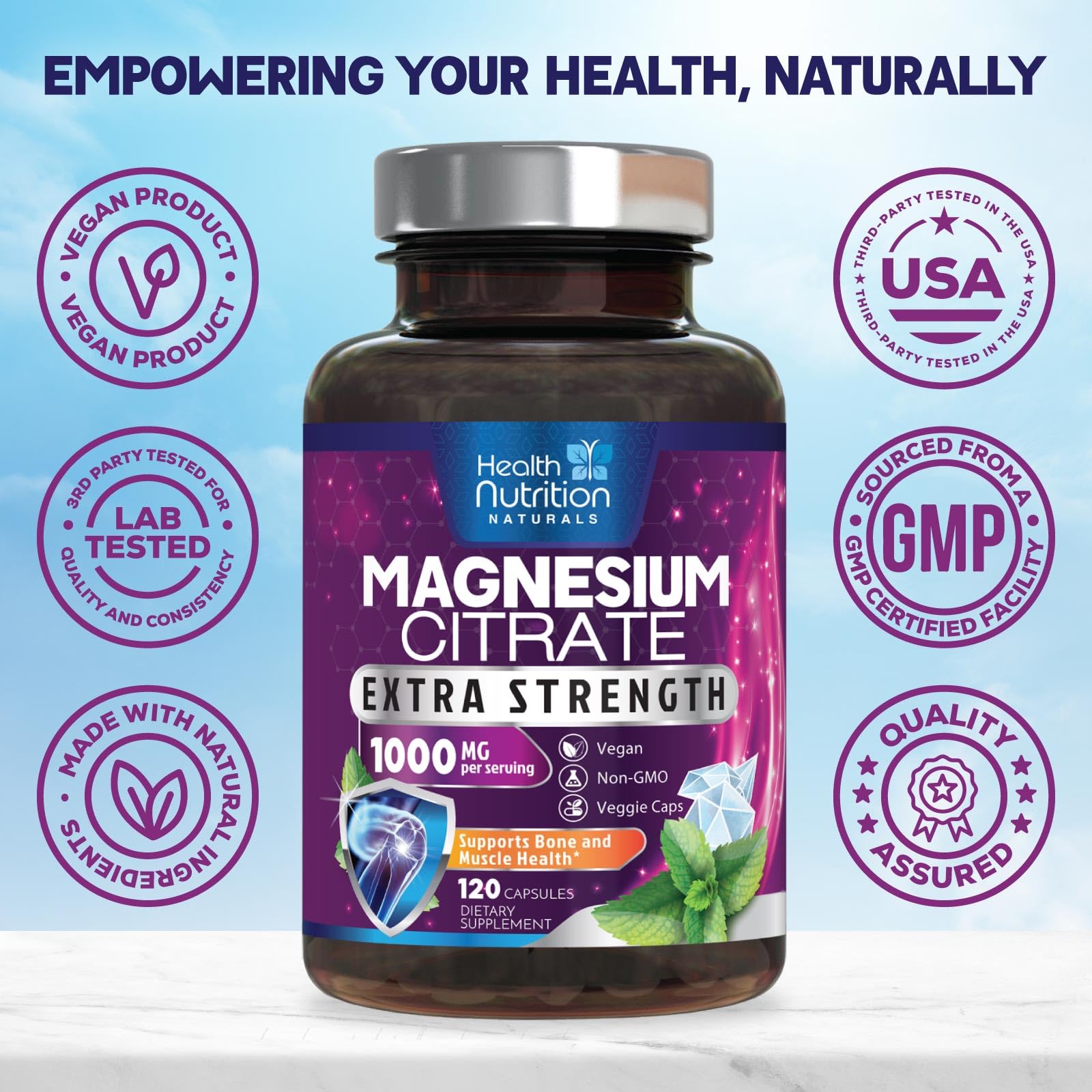 Close-up of Magnesium Citrate capsules