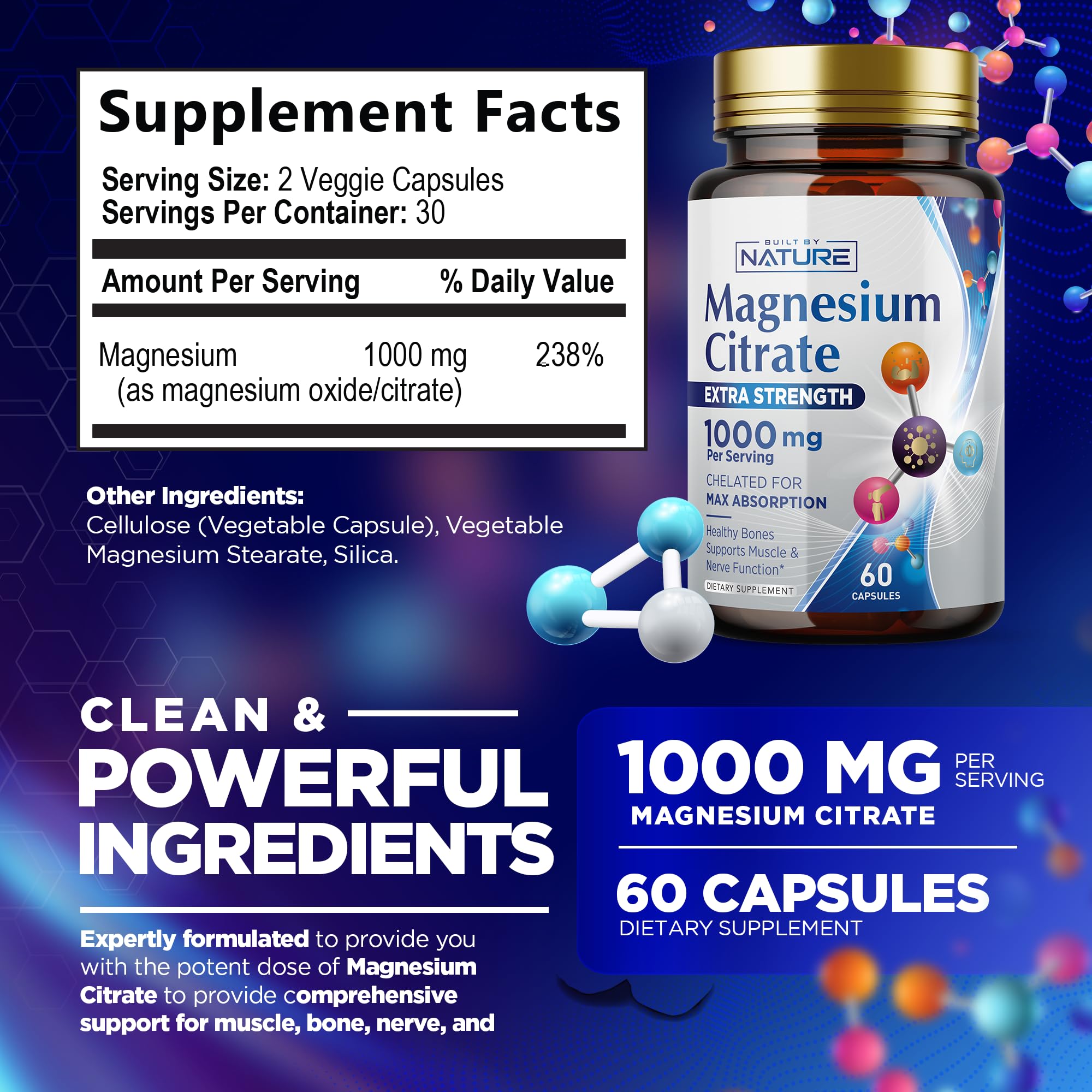 Close-up of magnesium citrate capsules
