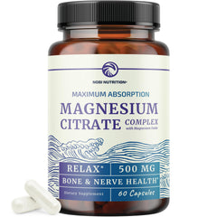 Front view of Magnesium Citrate Complex bottle with 60 caplets