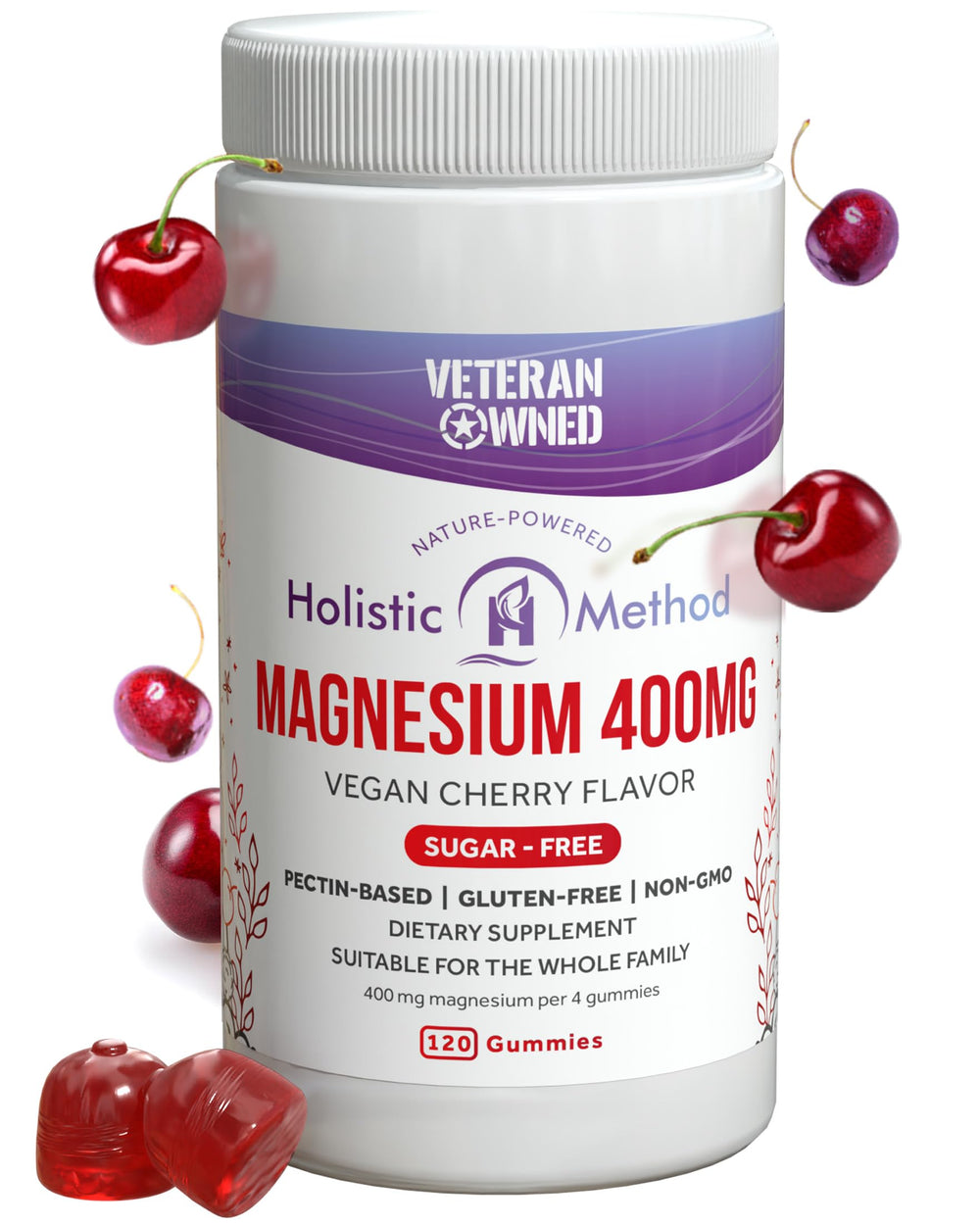 Bottle of Cherry Magnesium Citrate Gummies 120 chews