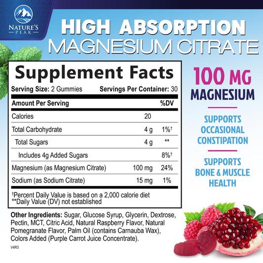 Illustration showing vegan and Non-GMO formula for magnesium citrate gummies