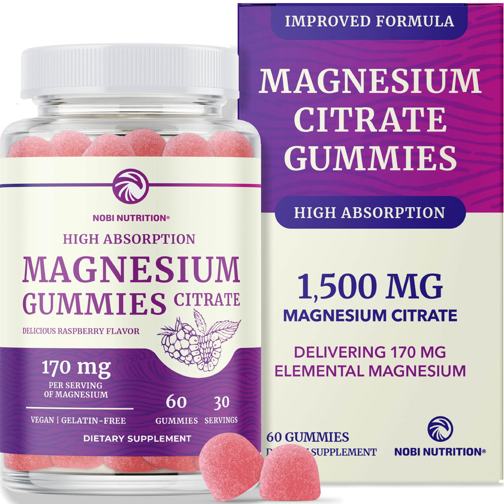 Raspberry Magnesium Citrate Gummies bottle – 60 count