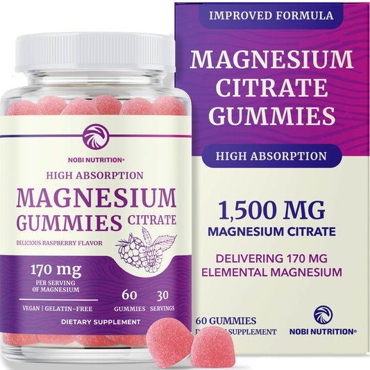 Raspberry Magnesium Citrate Gummies bottle – 60 count