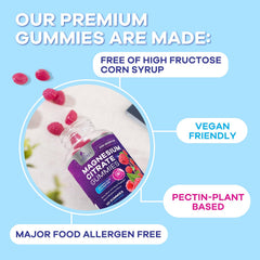 Supplement facts label on magnesium citrate gummies