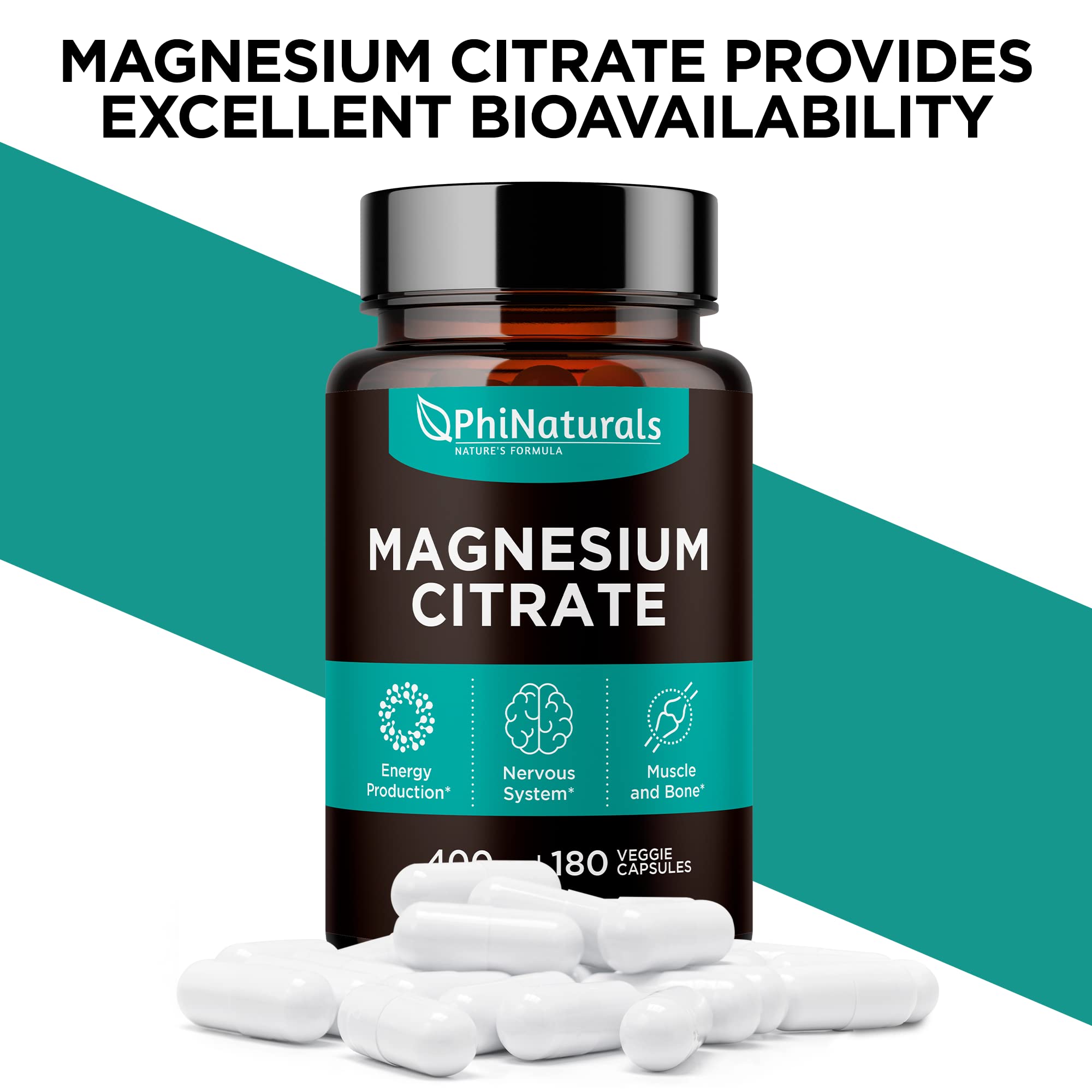 Nutrition facts label for magnesium citrate capsules