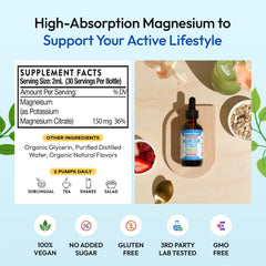 Close-up of nutrition label on Magnesium Citrate Liquid bottle