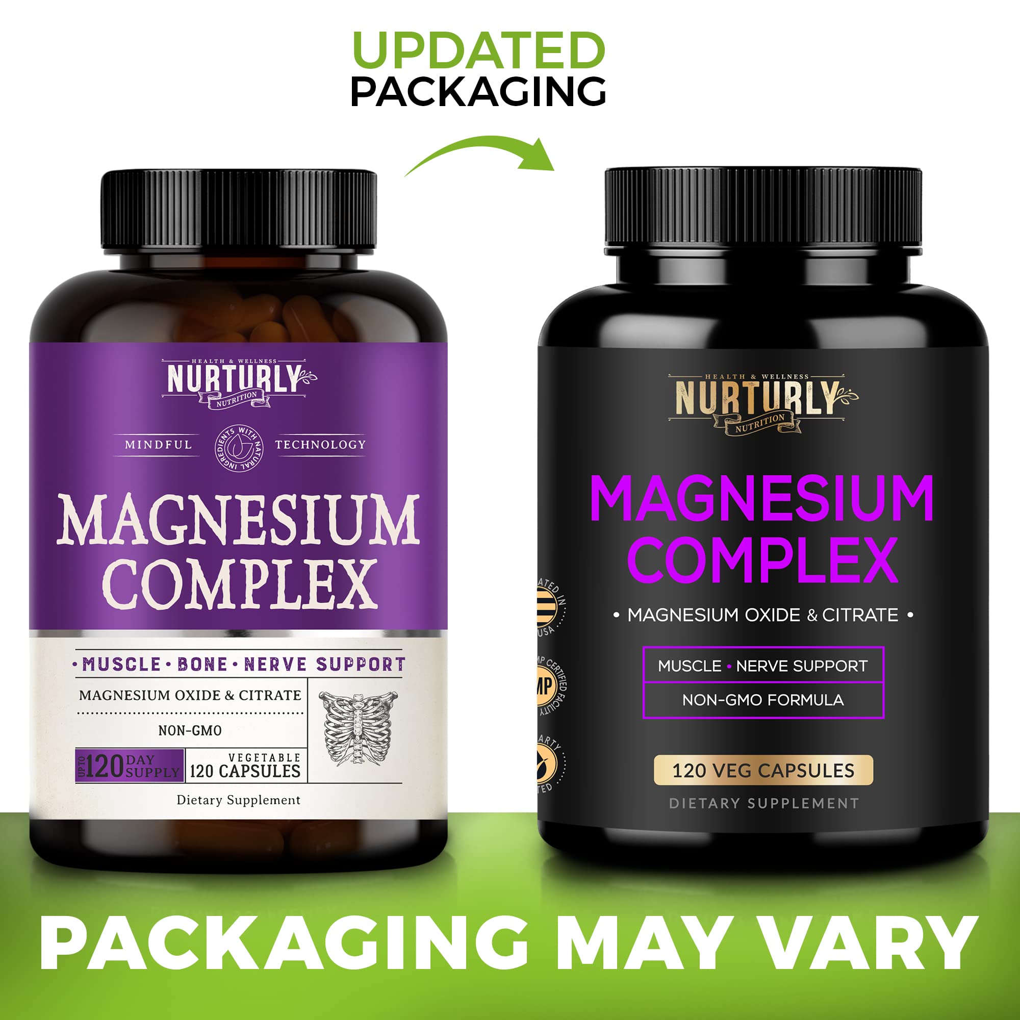 Vegan magnesium capsules displayed in bottle