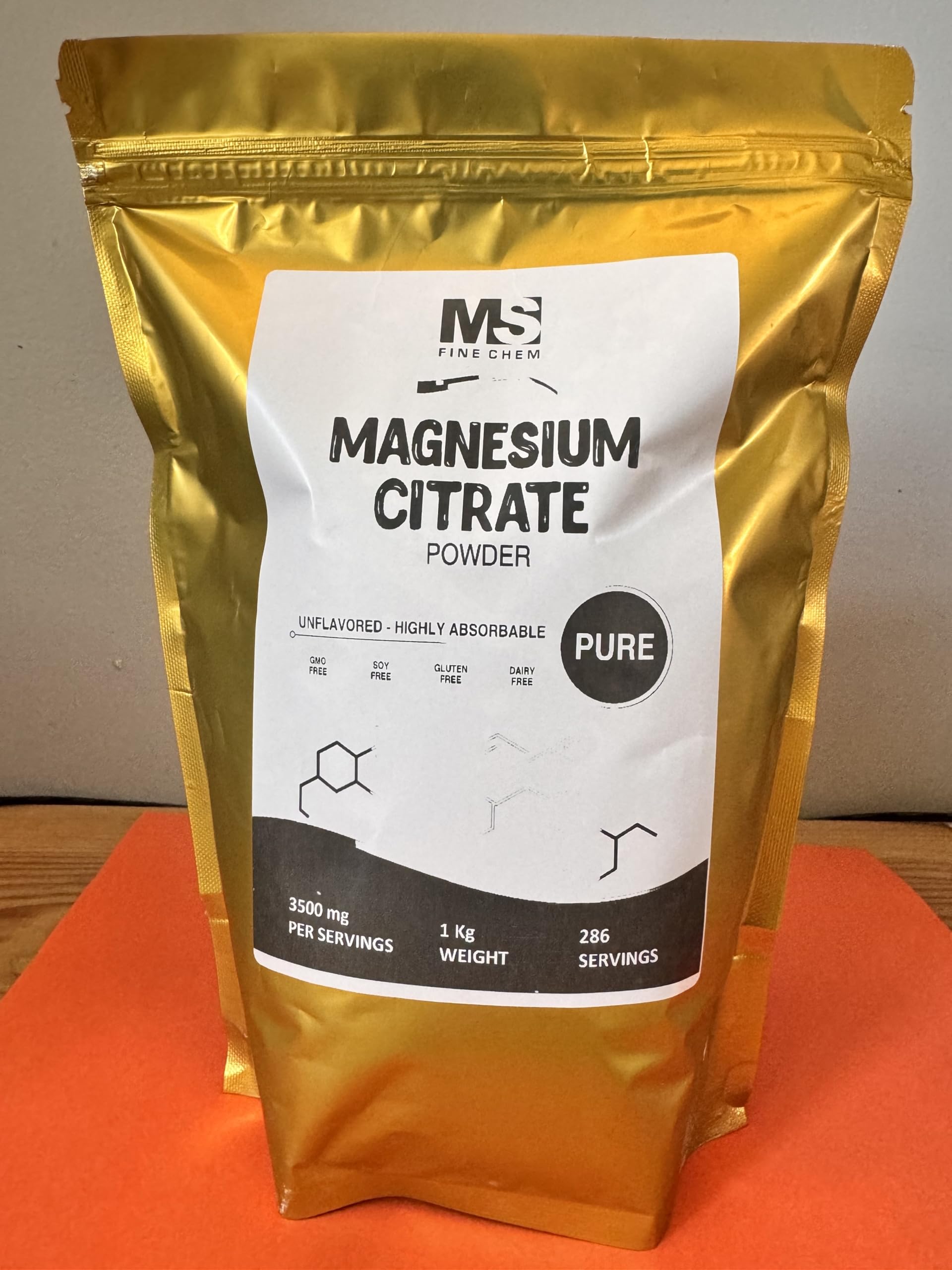 Front view of 1 kg Magnesium Citrate Powder package