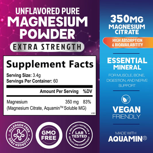 Measuring scoop with unflavored magnesium citrate powder