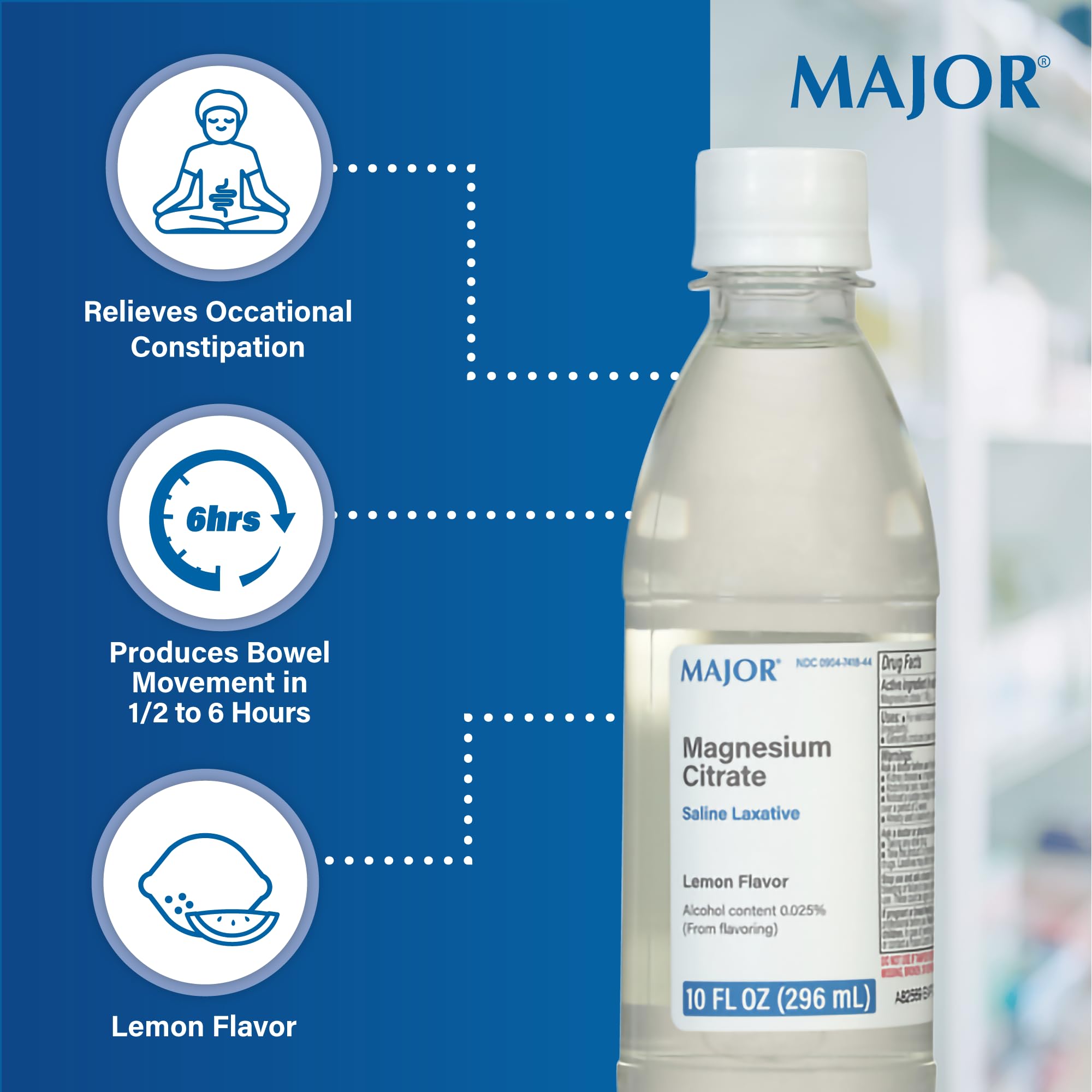 Ingredients list for Major Magnesium Citrate Saline Laxative Lemon 10oz