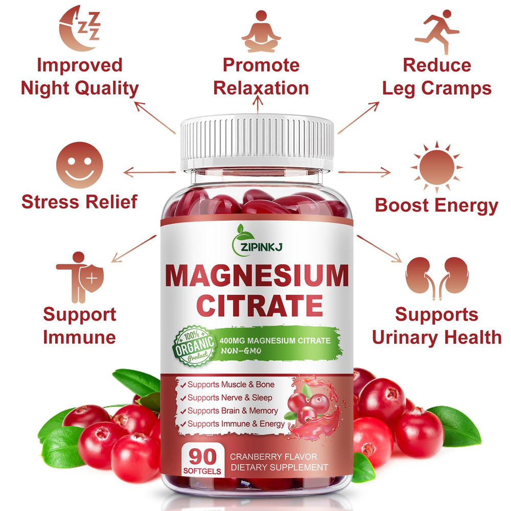 Close-up of magnesium citrate softgels