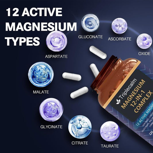 Close-up of magnesium complex capsules