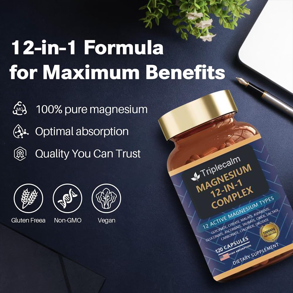 Graphic illustrating 12 magnesium forms including glycinate, citrate, malate and taurate