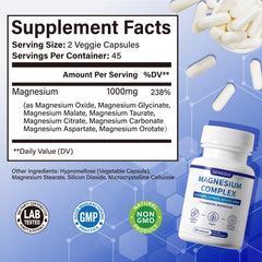Nutrition facts panel for Magnesium Complex 1000mg