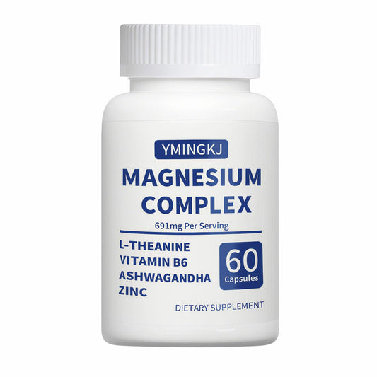 Magnesium Complex 60 capsules bottle showing glycinates, citrates and malates