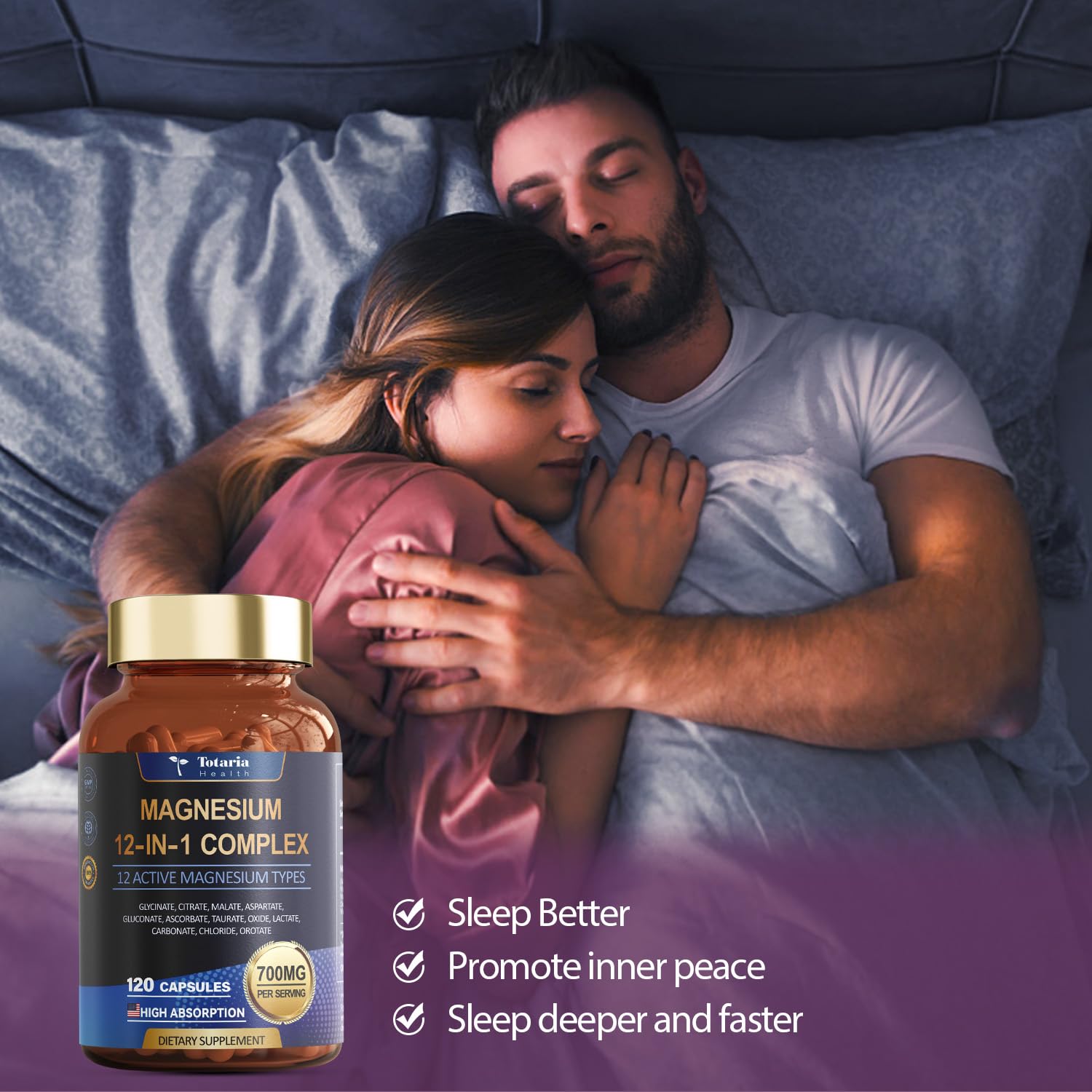 Close-up of magnesium complex capsules