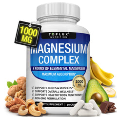Close-up of Toplux Magnesium Complex 8-form blend bottle