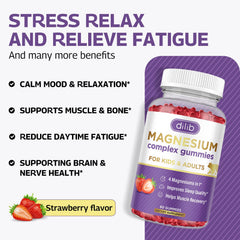 Non-GMO, dairy free and gluten free magnesium gummies suitable for ages 4 and up