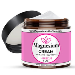 Magnesium Cream with Hibiscus Scent – 4 oz USA Made jar