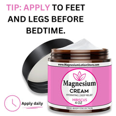 Applying magnesium cream to leg before bed for sleep support