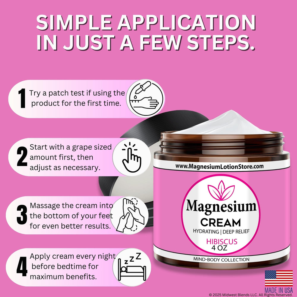 Hands warming and massaging magnesium cream into skin