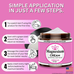 Hands warming and massaging magnesium cream into skin