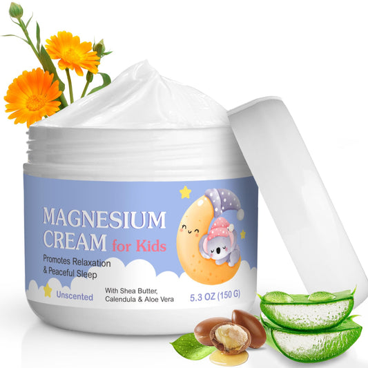 Front view of 5.3 oz Magnesium Cream for Kids jar