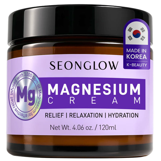 Product bottle of magnesium sleep cream with lavender and shea butter