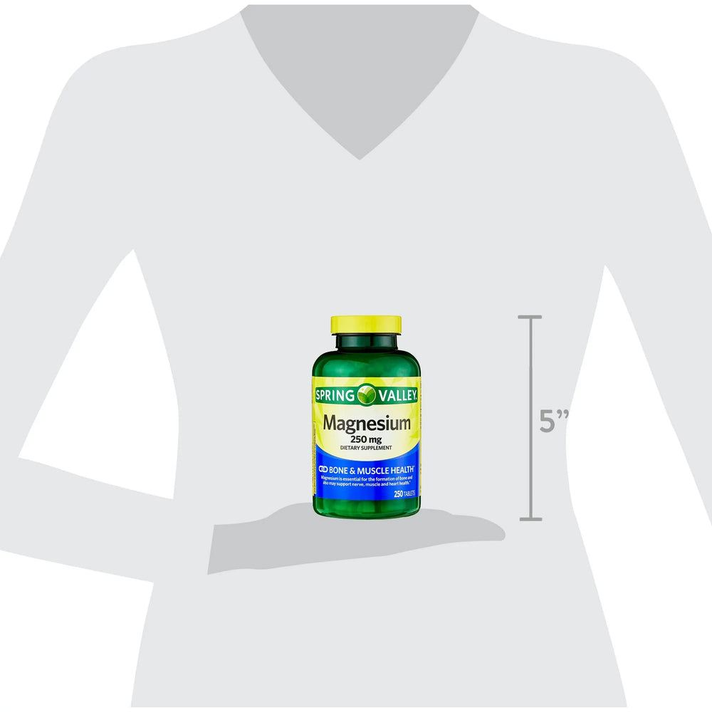 Dietary supplement with 250 mg magnesium per tablet