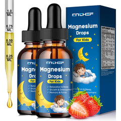 Two-pack bottle of magnesium drops for kids in strawberry flavor