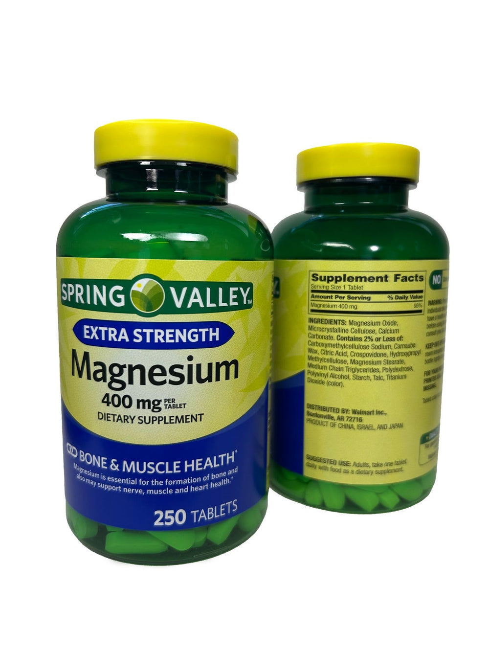 Label showing 400 mg per tablet and gluten-free ingredients