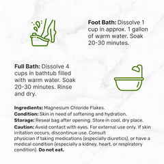 Foot bath with magnesium flakes dissolving in warm water