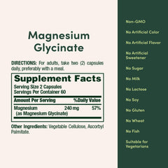 Graphic illustrating high absorption magnesium glycinate 240 mg