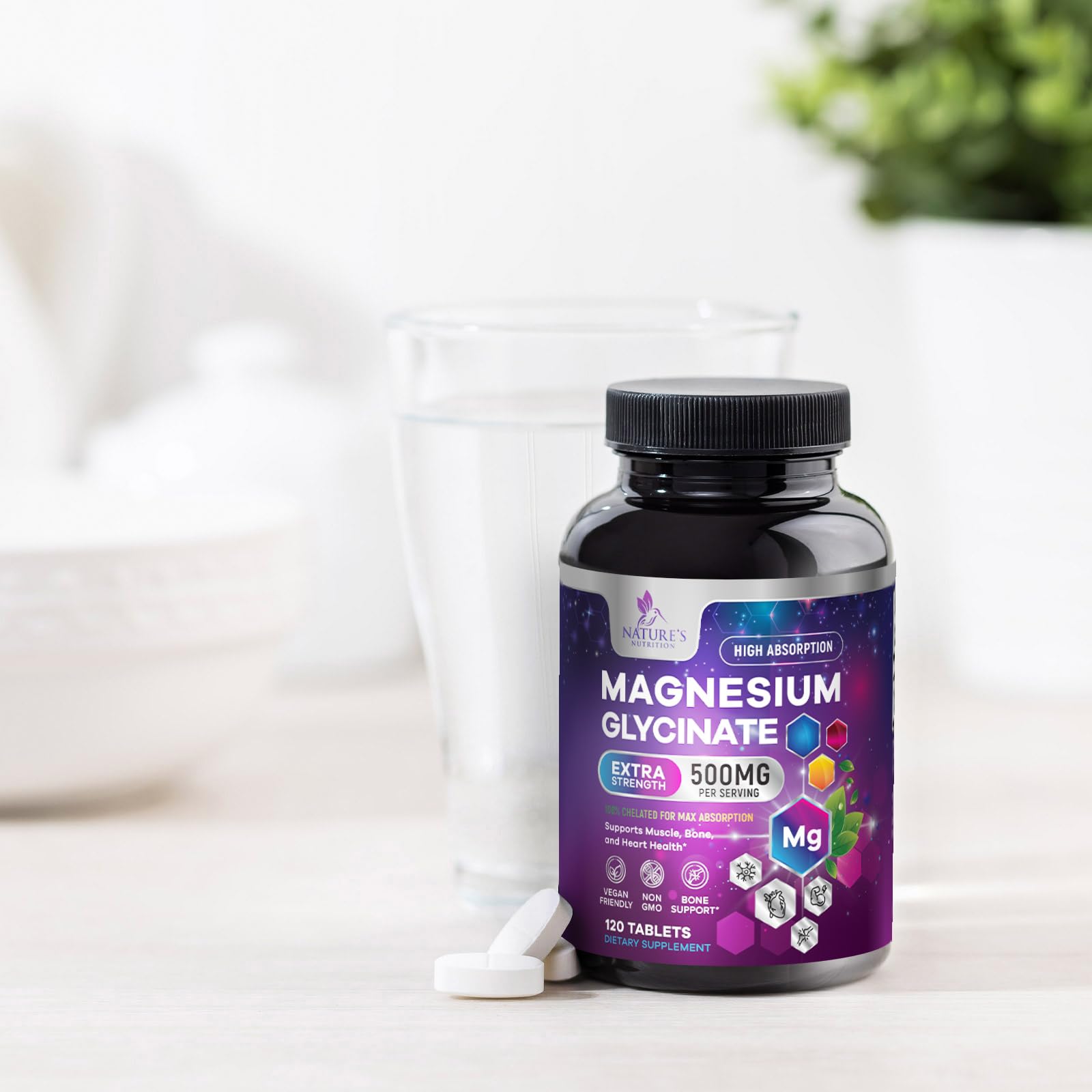 Daily use scene showing Magnesium Glycinate 250mg capsules