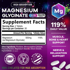 Close-up of Magnesium Glycinate 250mg label