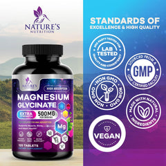 Nutrition facts panel for Magnesium Glycinate 250mg