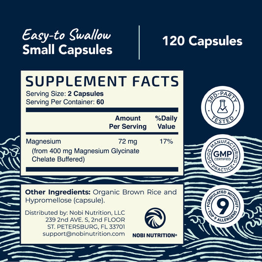 Close-up of Chelated Magnesium Glycinate capsules