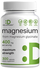 Magnesium Glycinate 400mg bottle with 300 capsules