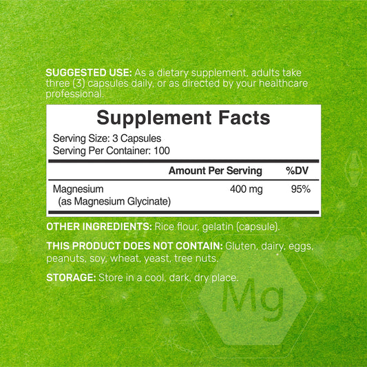 Capsules of Magnesium Glycinate close-up