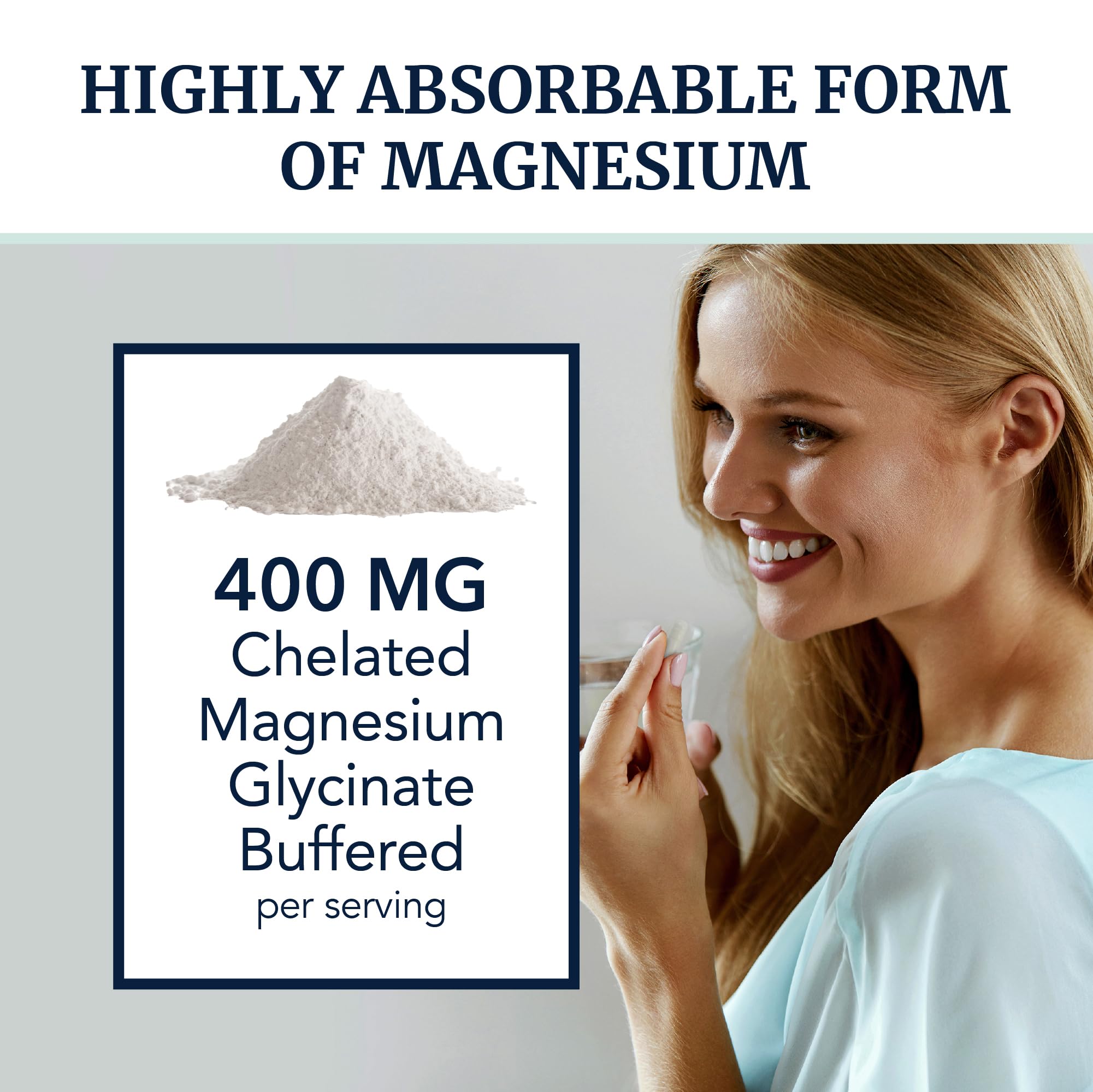 Magnesium Glycinate 400mg bottle with label view
