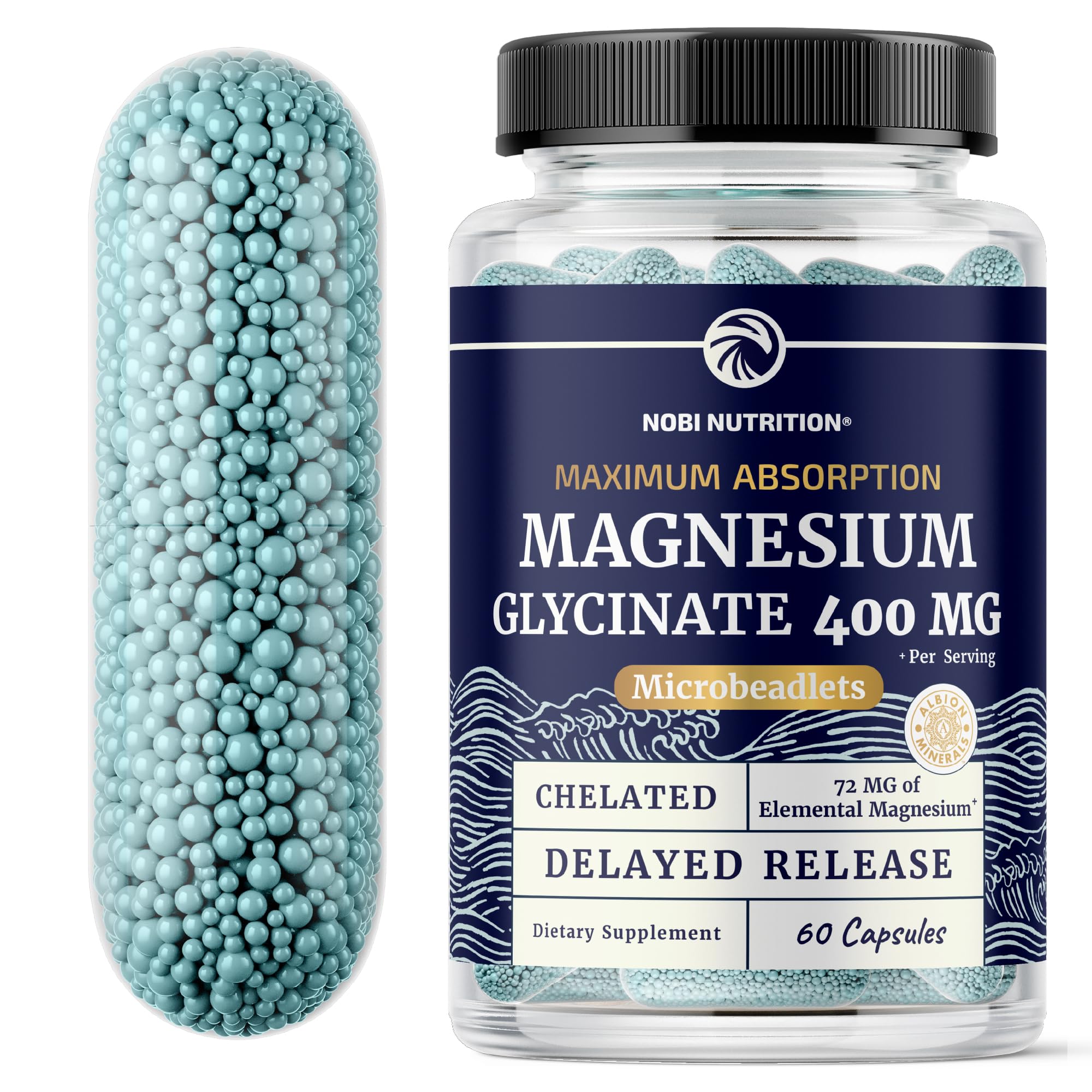 Magnesium Glycinate 400mg bottle with front label