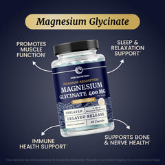 Close-up of Magnesium Glycinate 400mg capsules