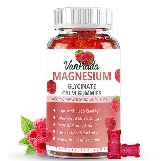 Front packaging of Magnesium Glycinate 400mg Gummies in portable packaging