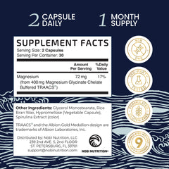 Product label showing 60 count and ingredients
