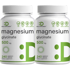 Two-pack magnesium glycinate 500mg front packaging