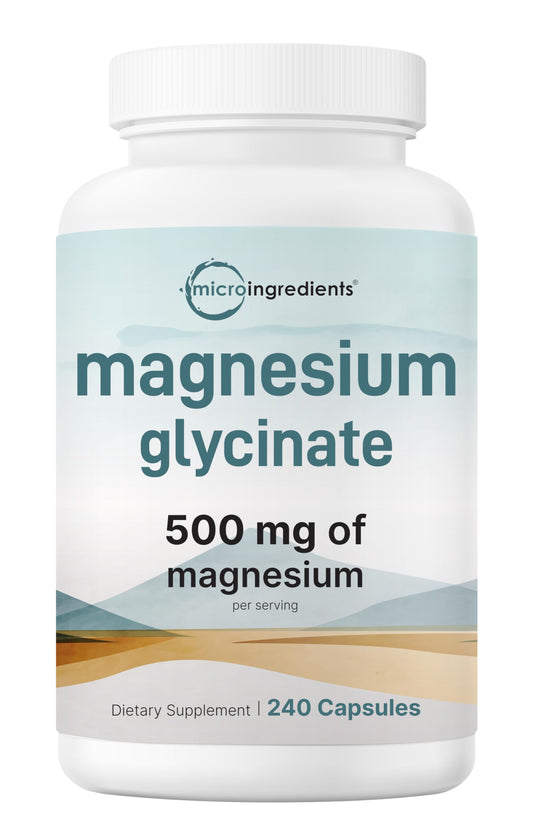 Bottle of Magnesium Glycinate 500mg capsules