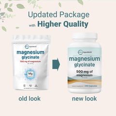 Close-up of magnesium glycinate capsules