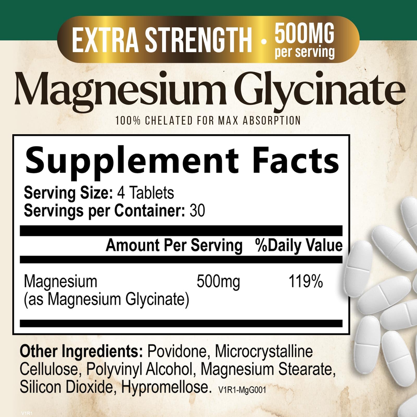 Chelated Magnesium Glycinate 500mg capsules