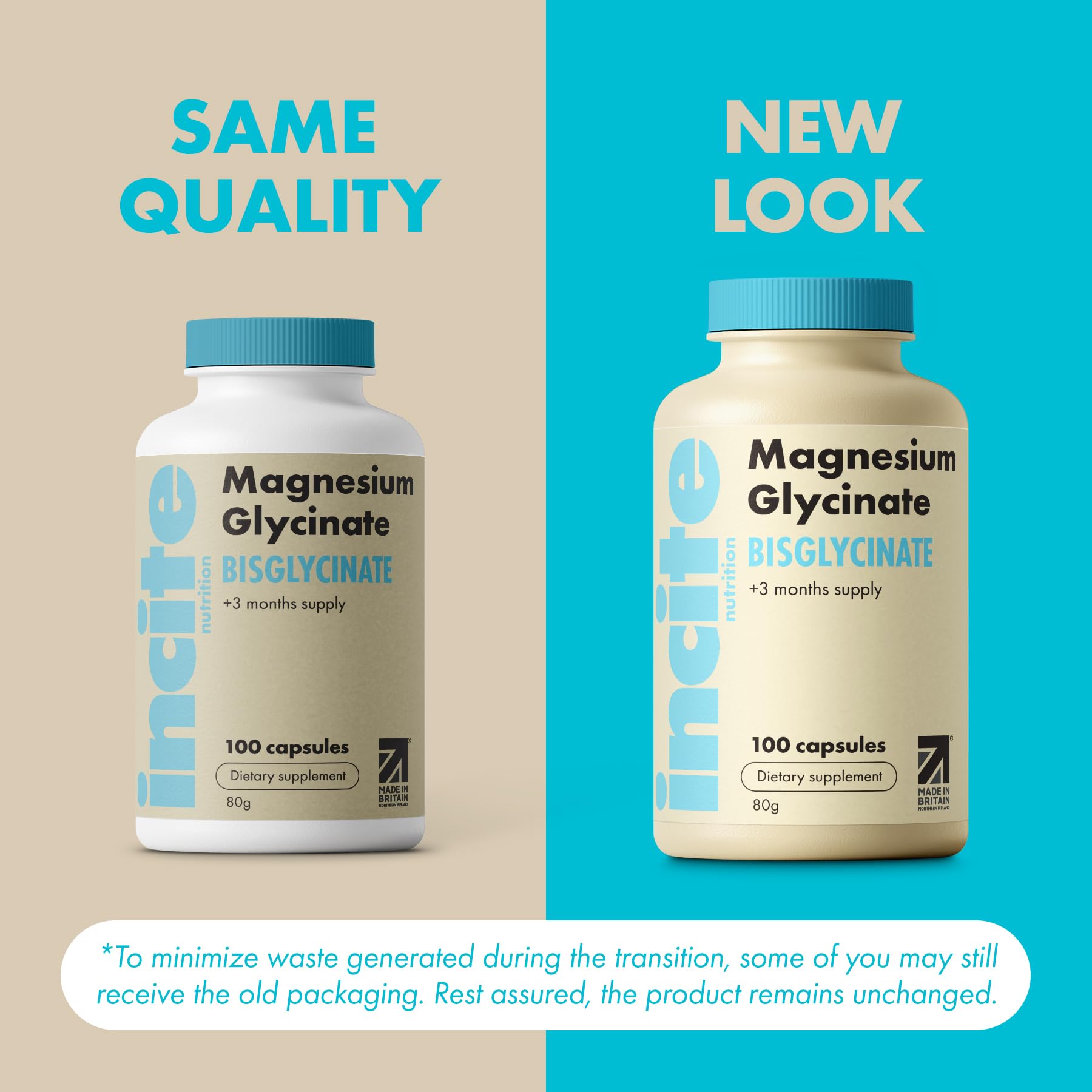 Close-up of vegan, gluten-free magnesium glycinate capsules